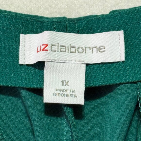 Liz Claiborne Women's Pull-on Stretch Wide Leg Emerald Green Pants Size 1X NWT - Picture 5 of 10